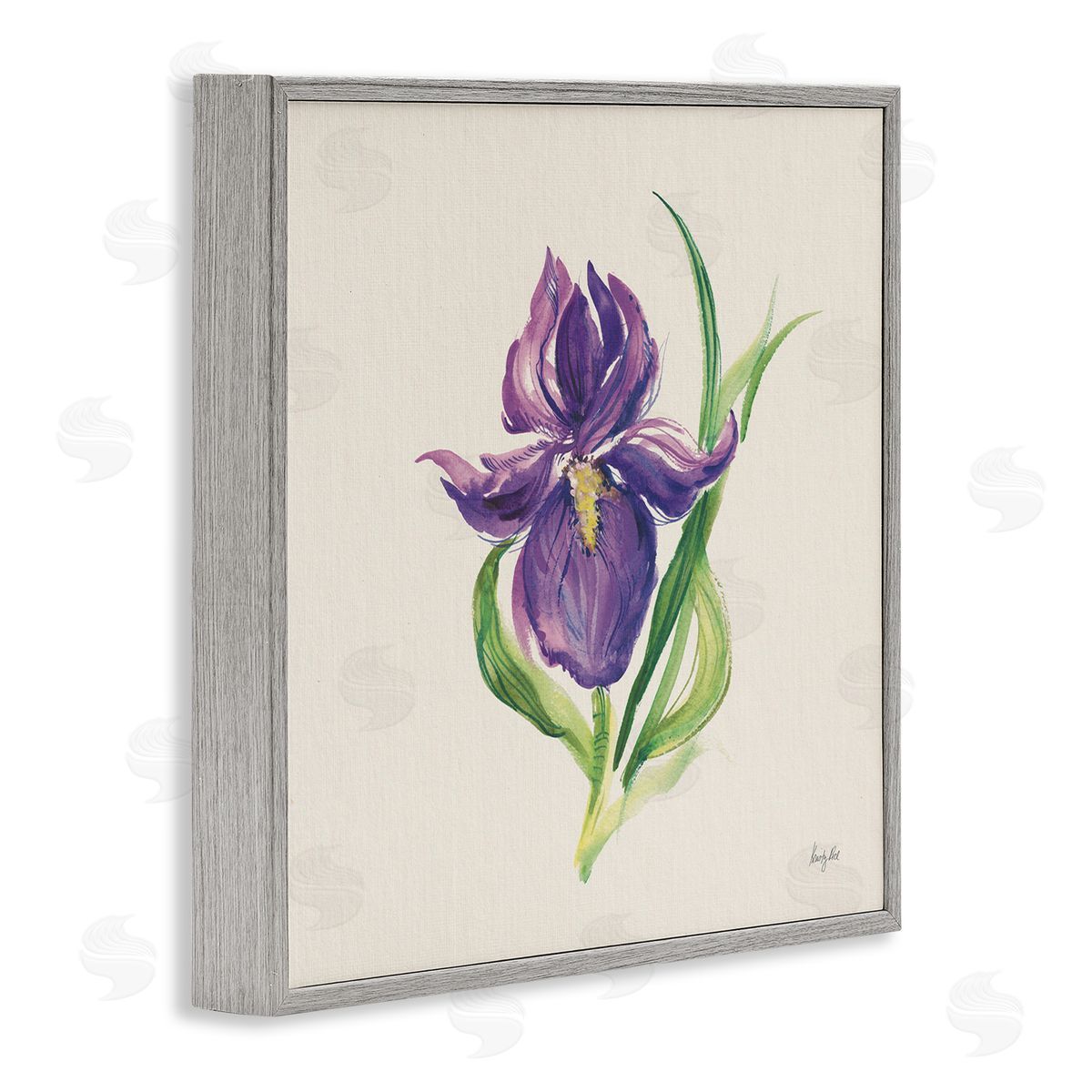 Easter Iris Bloom Grey Frame Print Wall Art, Home Decor by Kristy Rice
