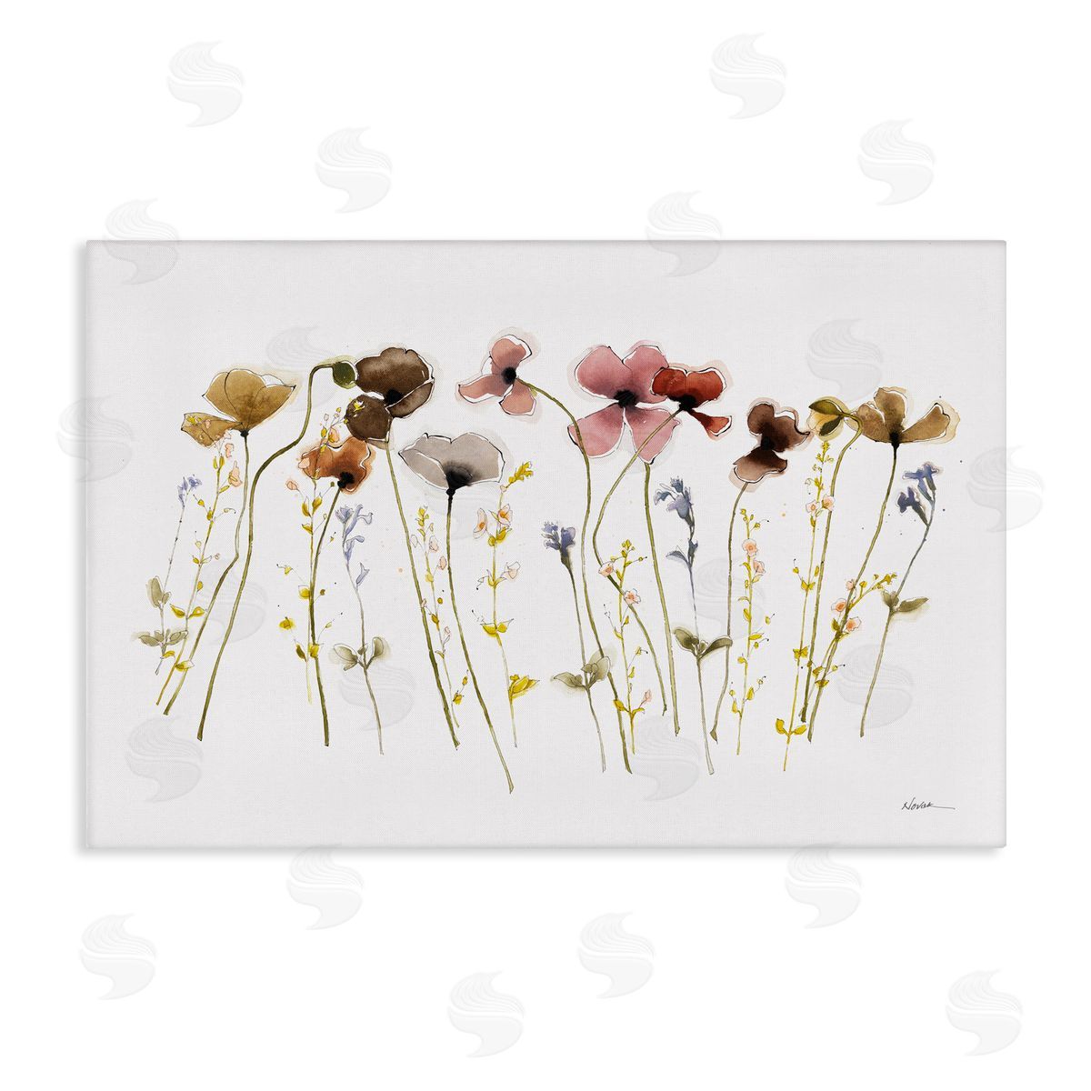 Spring Poppy Sprigs Canvas Wall Art, Home Decor by Shirley Novak