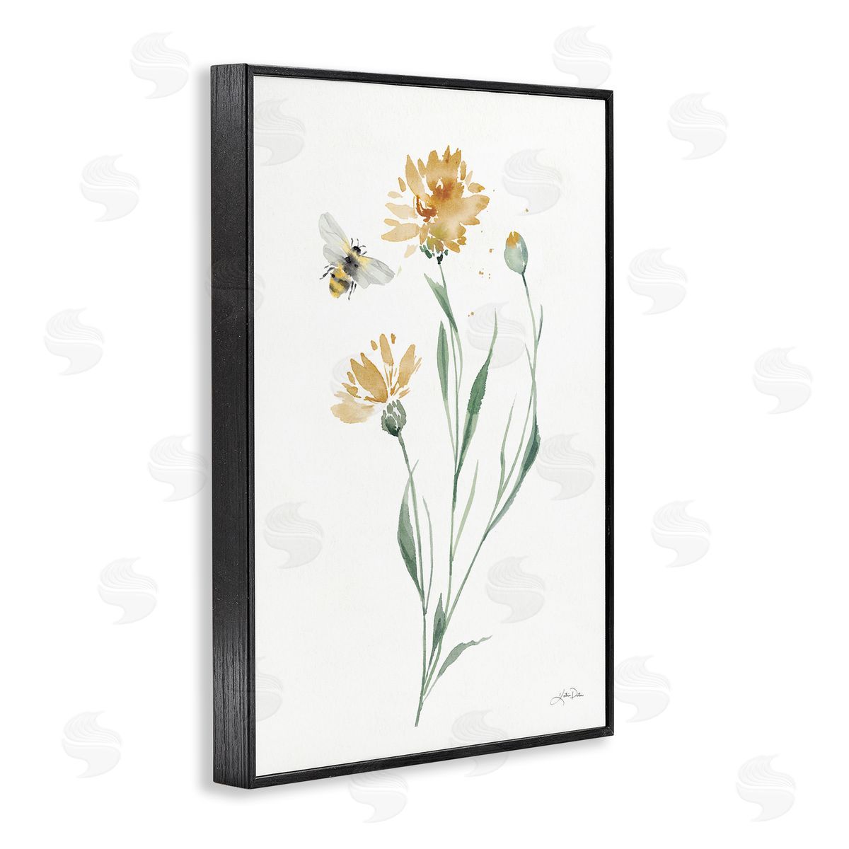 Wild Honeybloom Flowers Black Frame Print Wall Art, Home Decor by Katrina Pete