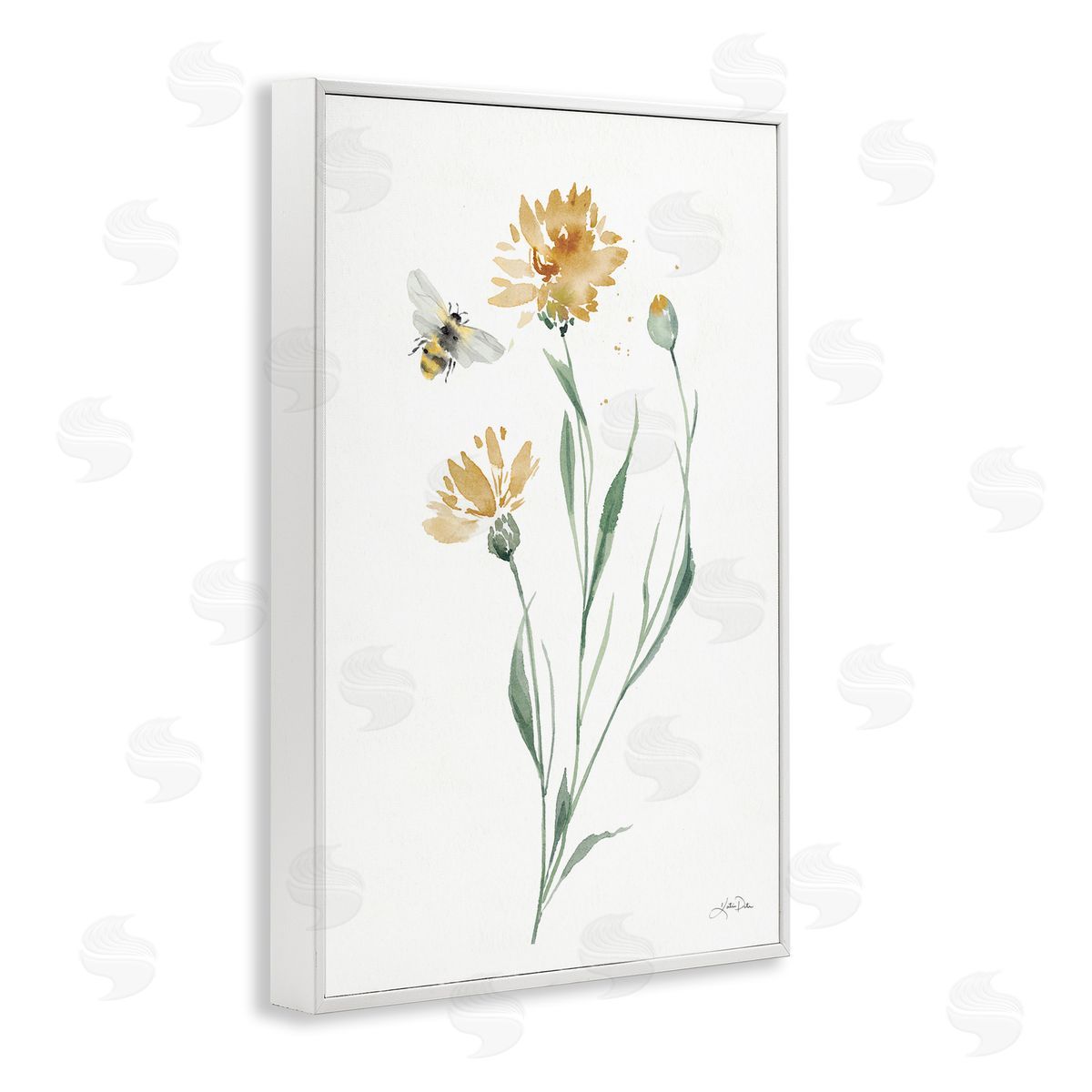 Wild Honeybloom Flowers White Frame Print Wall Art, Home Decor by Katrina Pete