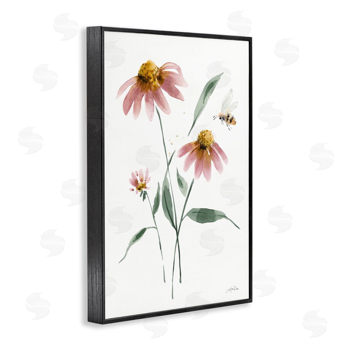 Wild Honeybloom Florals Black Frame Print Wall Art, Home Decor by Katrina Pete