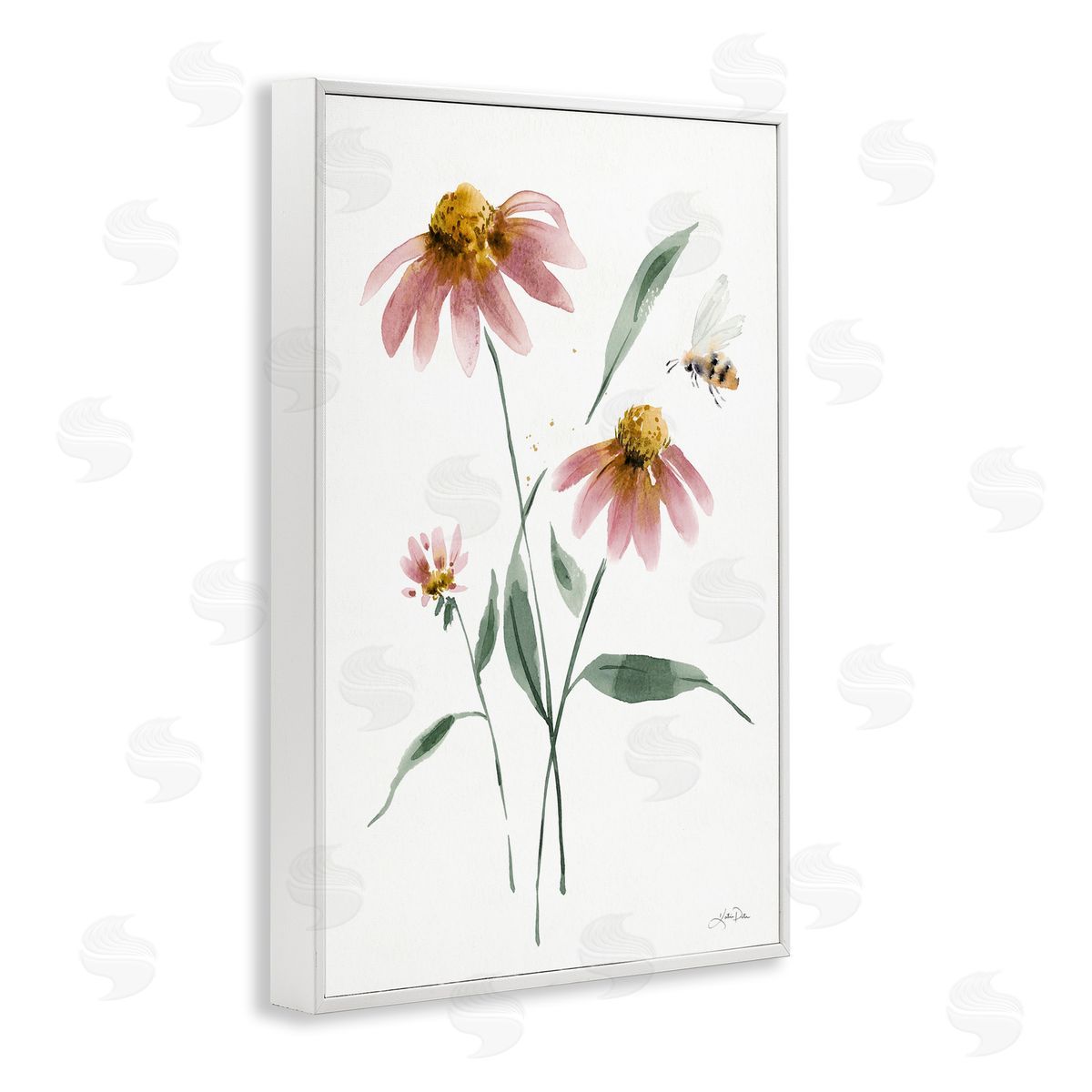 Wild Honeybloom Florals White Frame Print Wall Art, Home Decor by Katrina Pete