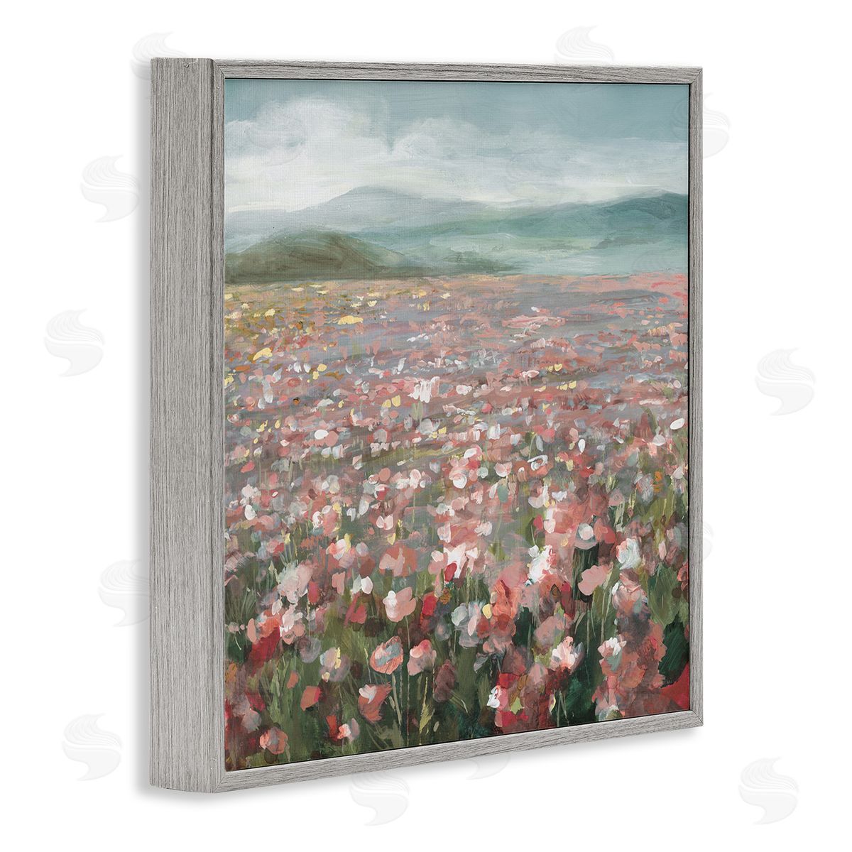 Soft Headland Wildflowers Grey Frame Print Wall Art, Home Decor by Danhui Nai