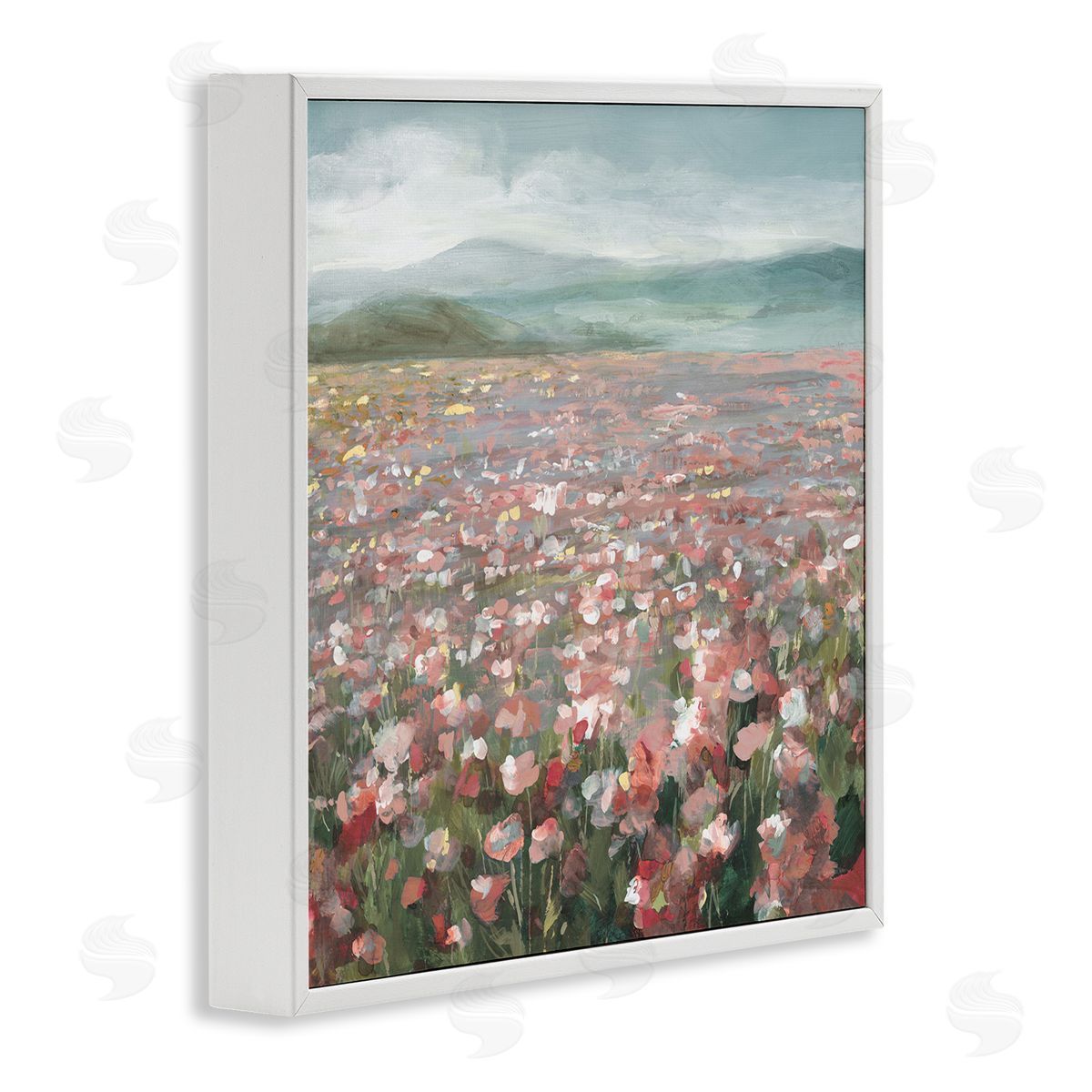 Soft Headland Wildflowers White Frame Print Wall Art, Home Decor by Danhui Nai