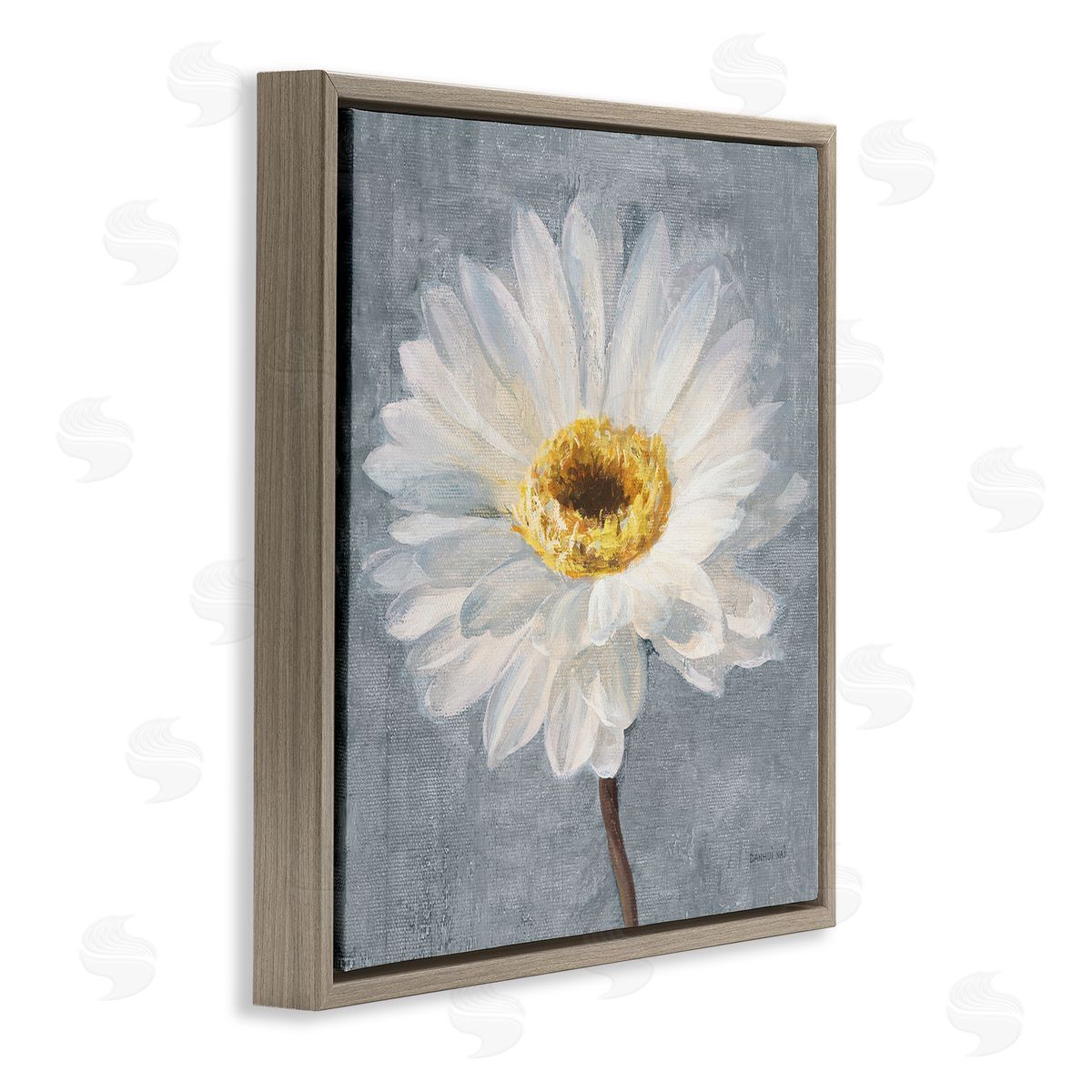 Danhui Nai Paris Blossom on Grey Brown Floating Frame Canvas Wall Art Print