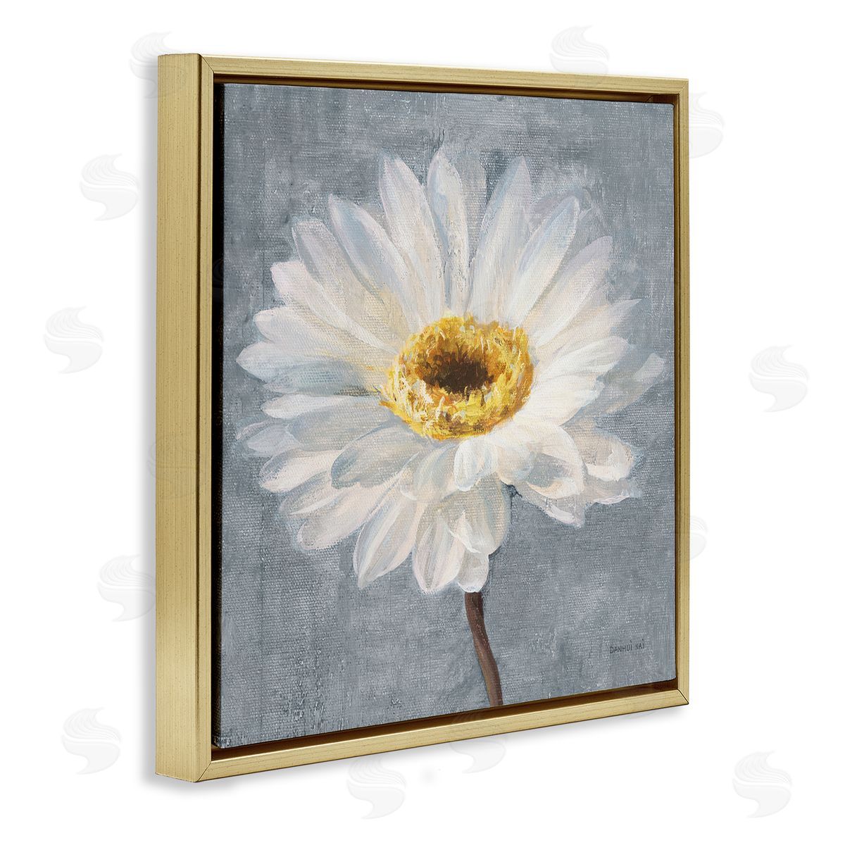 Danhui Nai Paris Blossom on Grey Gold Floating Frame Canvas Wall Art Print