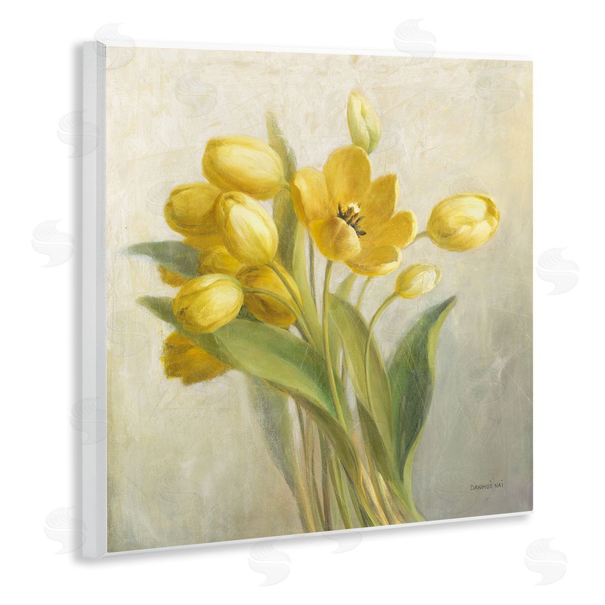French Yellow Tulips Wood Plaque Wall Art, Home Decor by Danhui Nai