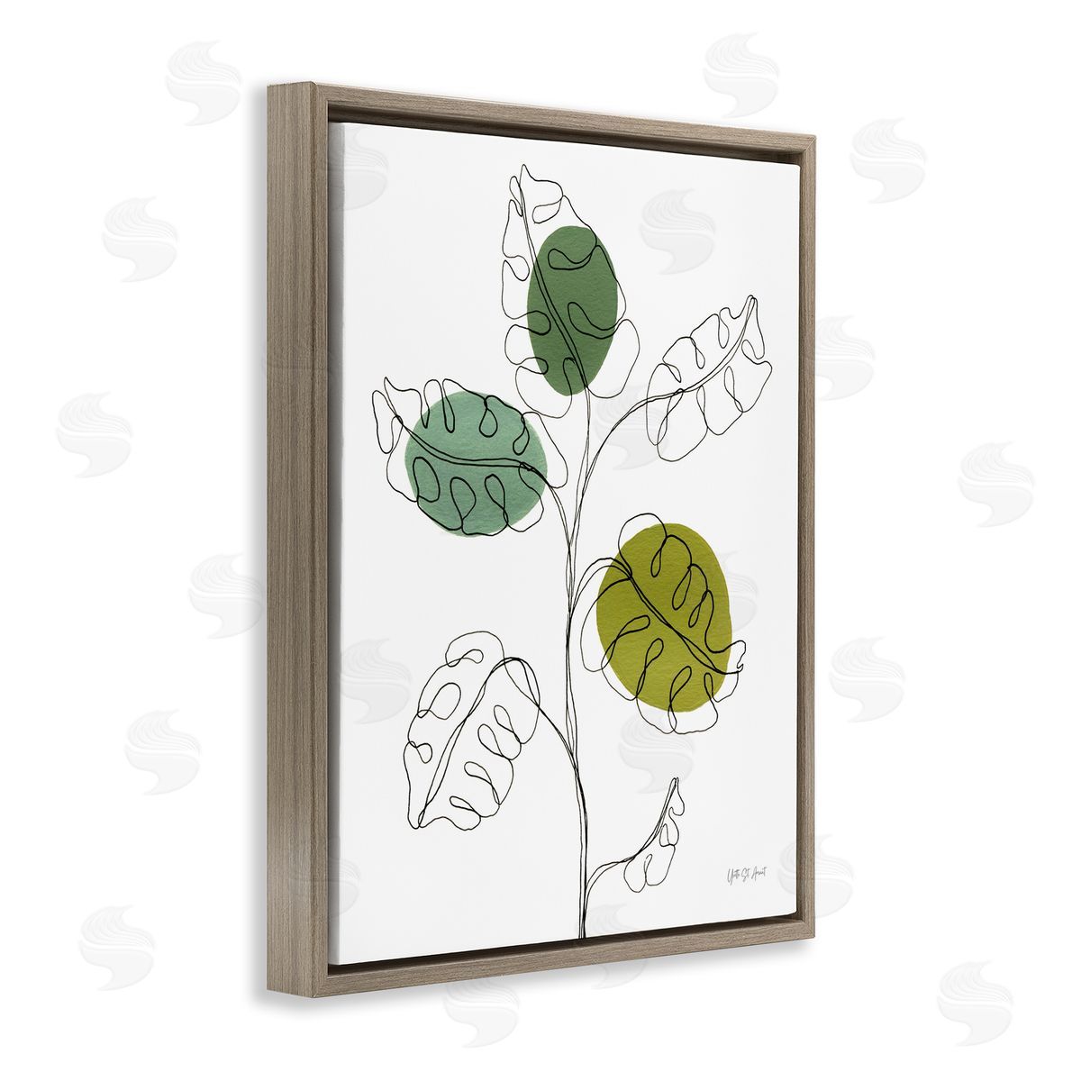 Modern Garden Leaves Brown Floating Frame Canvas Wall Art, Home Decor by Yvette St. Amant