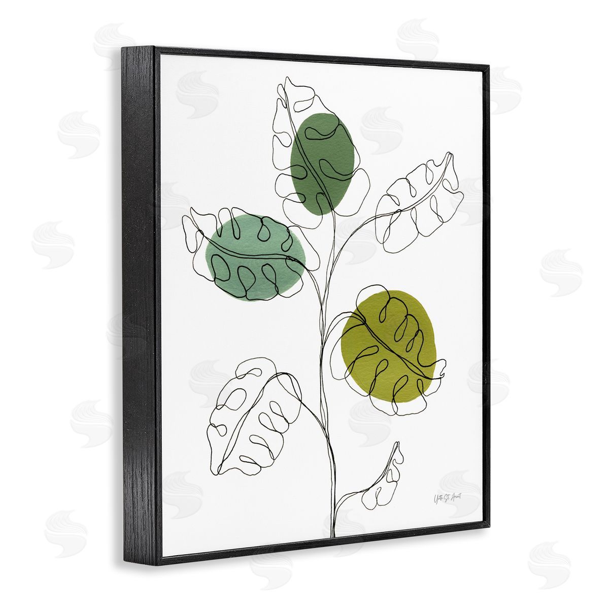 Modern Garden Leaves Black Frame Print Wall Art, Home Decor by Yvette St. Amant