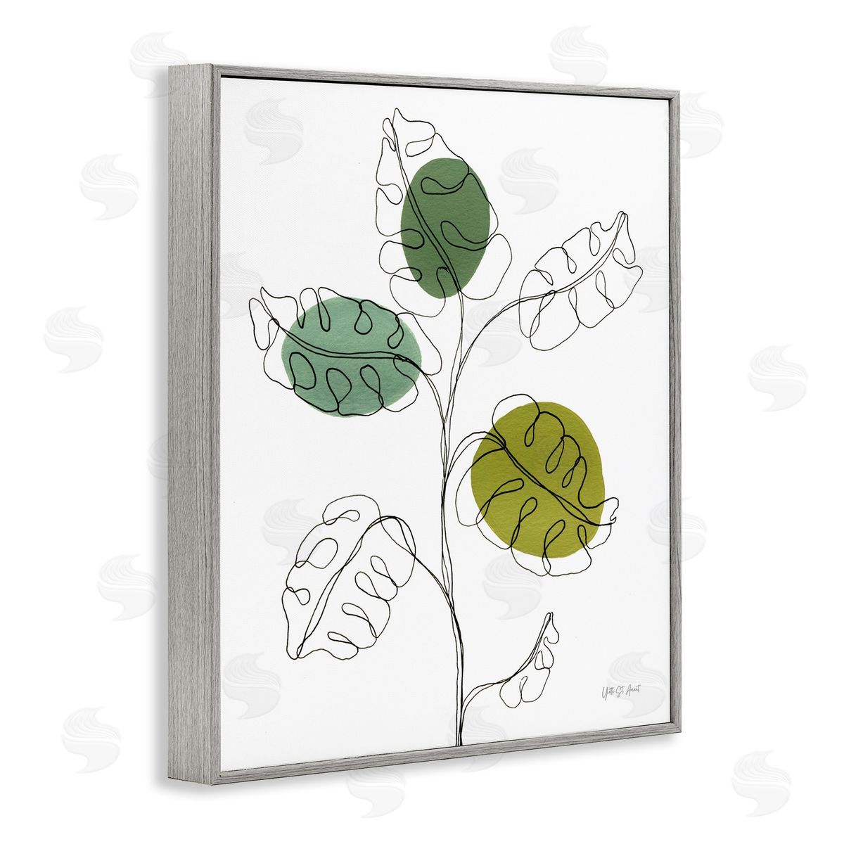 Modern Garden Leaves Grey Frame Print Wall Art, Home Decor by Yvette St. Amant