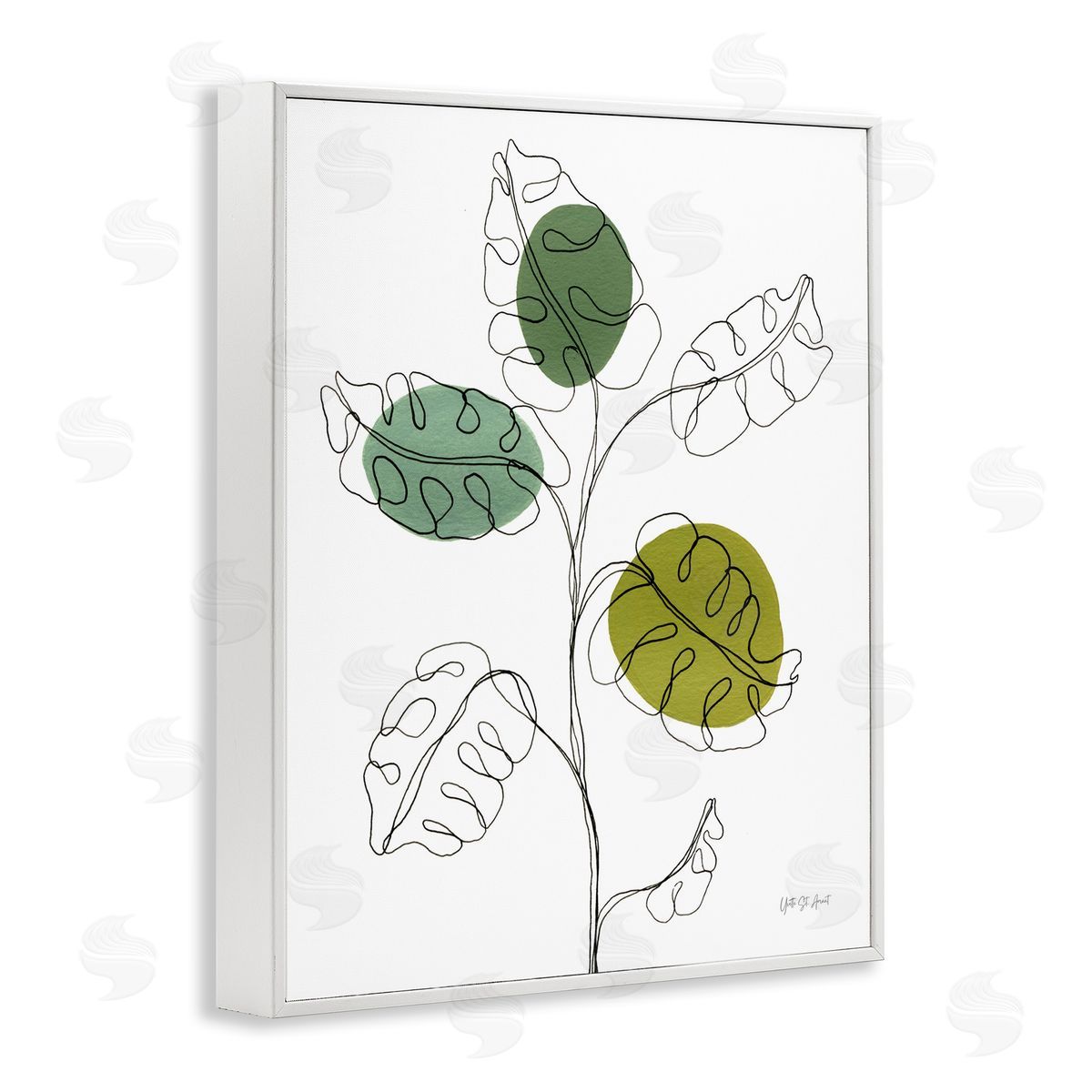 Modern Garden Leaves White Frame Print Wall Art, Home Decor by Yvette St. Amant