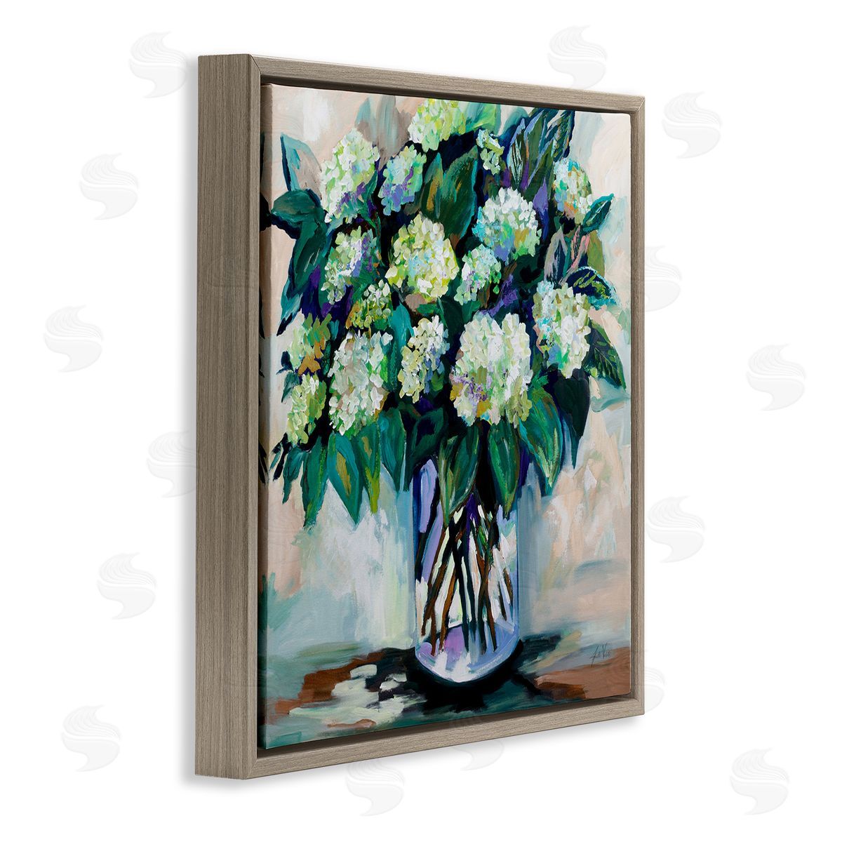 Full Jaimes Bouquet Brown Floating Frame Canvas Wall Art, Home Decor by Jeanette Vertentes