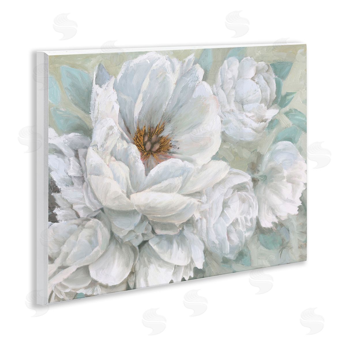 White Beauty Bouquet Wood Plaque Wall Art, Home Decor by Wellington Studio