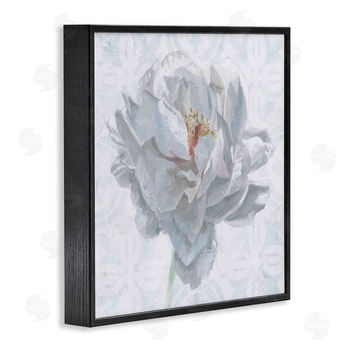 White Sublime Peony Black Frame Print Wall Art, Home Decor by Wellington Studio