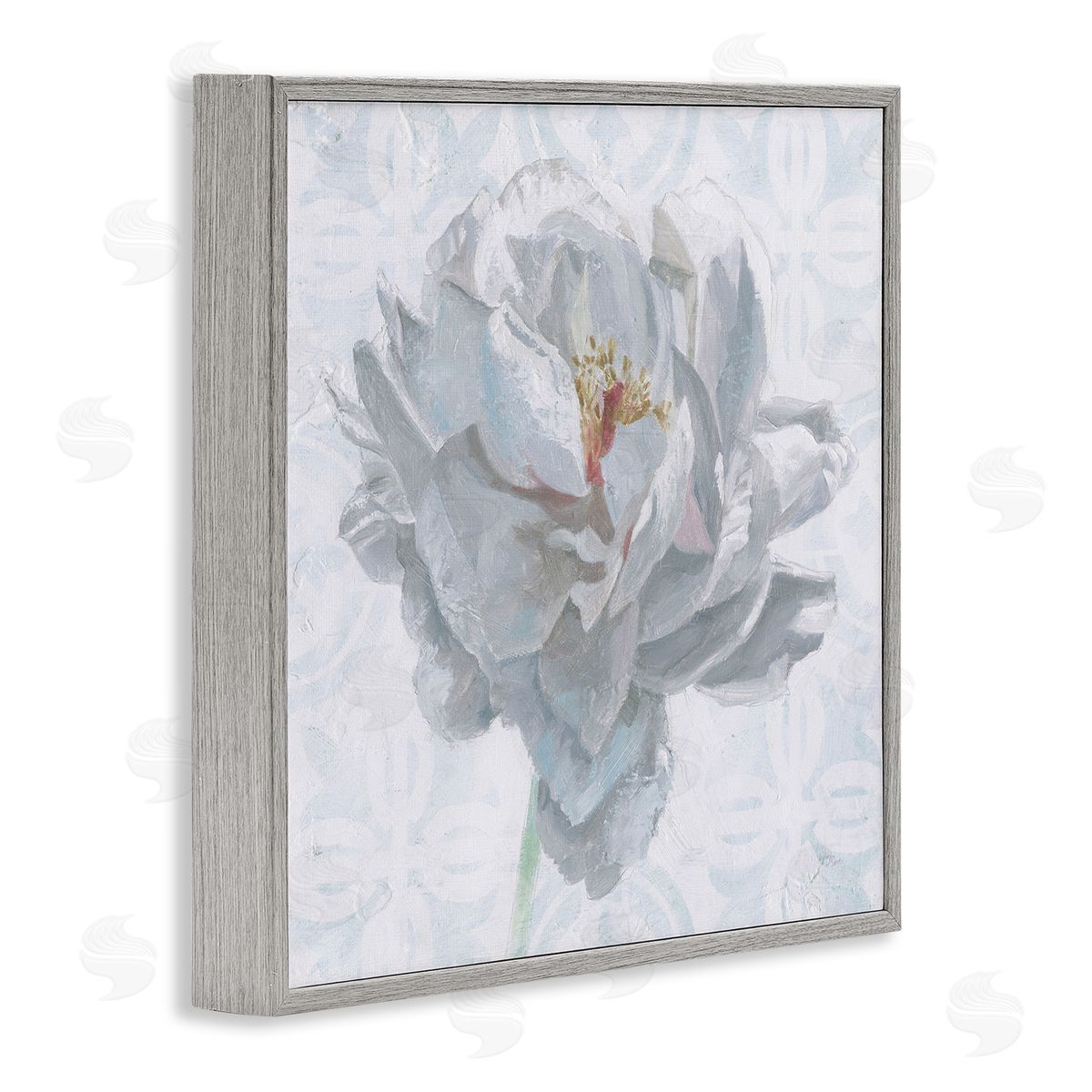 White Sublime Peony Grey Frame Print Wall Art, Home Decor by Wellington Studio