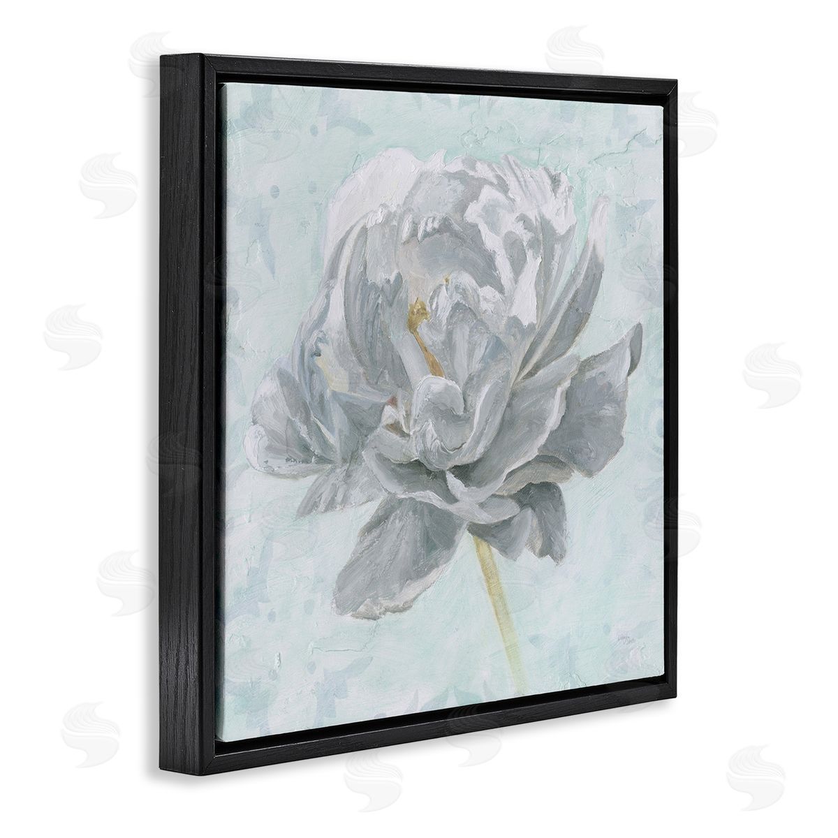 Sublime Peony Bloom Black Floating Frame Canvas Wall Art, Home Decor by Wellington Studio