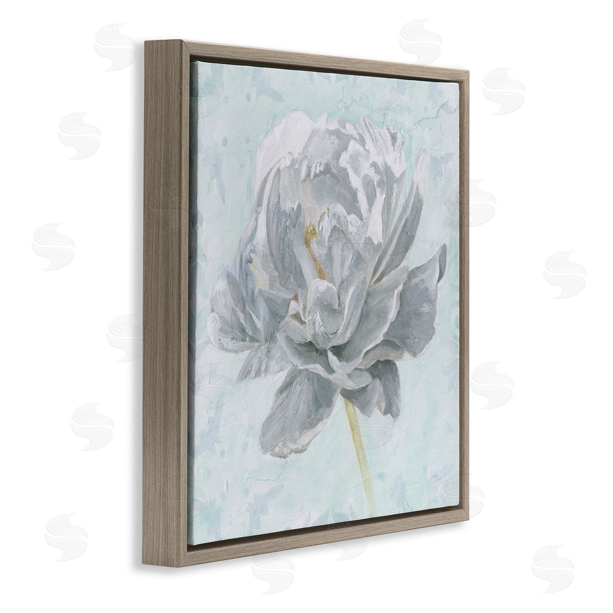 Sublime Peony Bloom Brown Floating Frame Canvas Wall Art, Home Decor by Wellington Studio