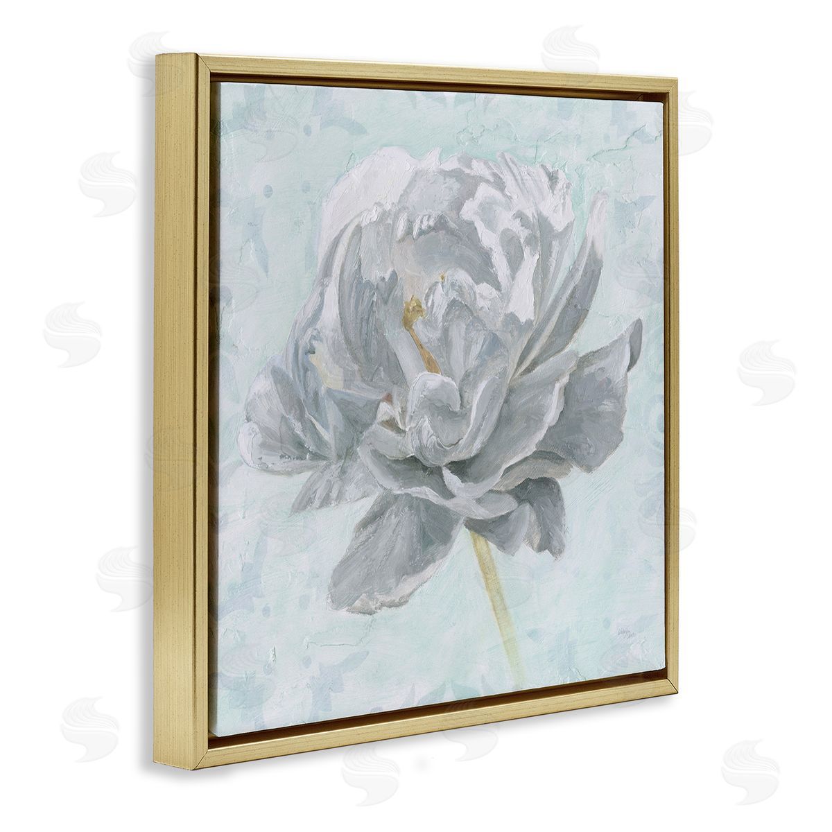 Sublime Peony Bloom Gold Floating Frame Canvas Wall Art, Home Decor by Wellington Studio