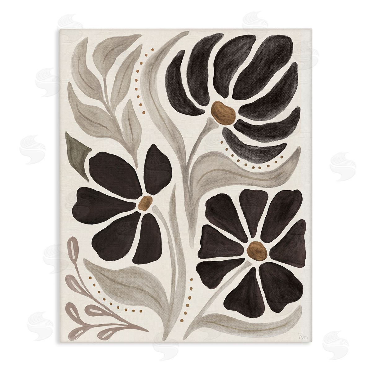 Boho Curved Petals Canvas Wall Art, Home Decor by Veronique Charron