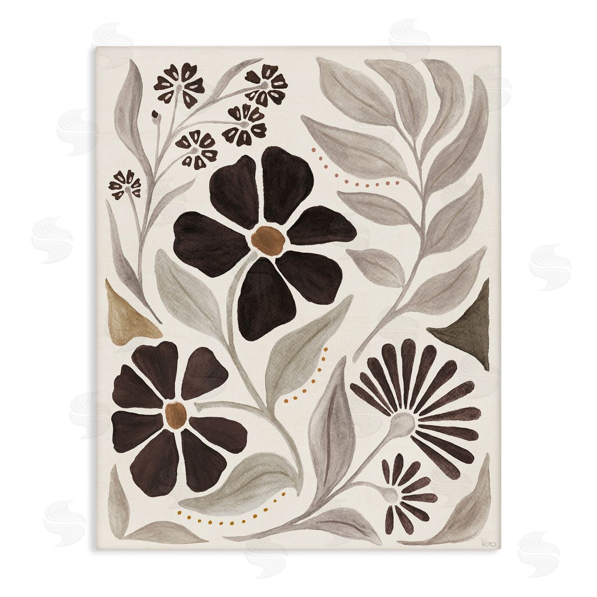 Curving Boho Plants Canvas Wall Art, Home Decor by Veronique Charron