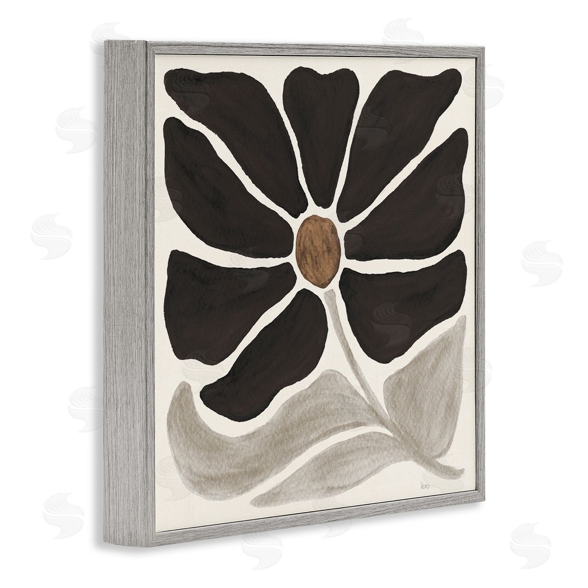 Modern Neutral Flower Grey Frame Print Wall Art, Home Decor by Veronique Charron