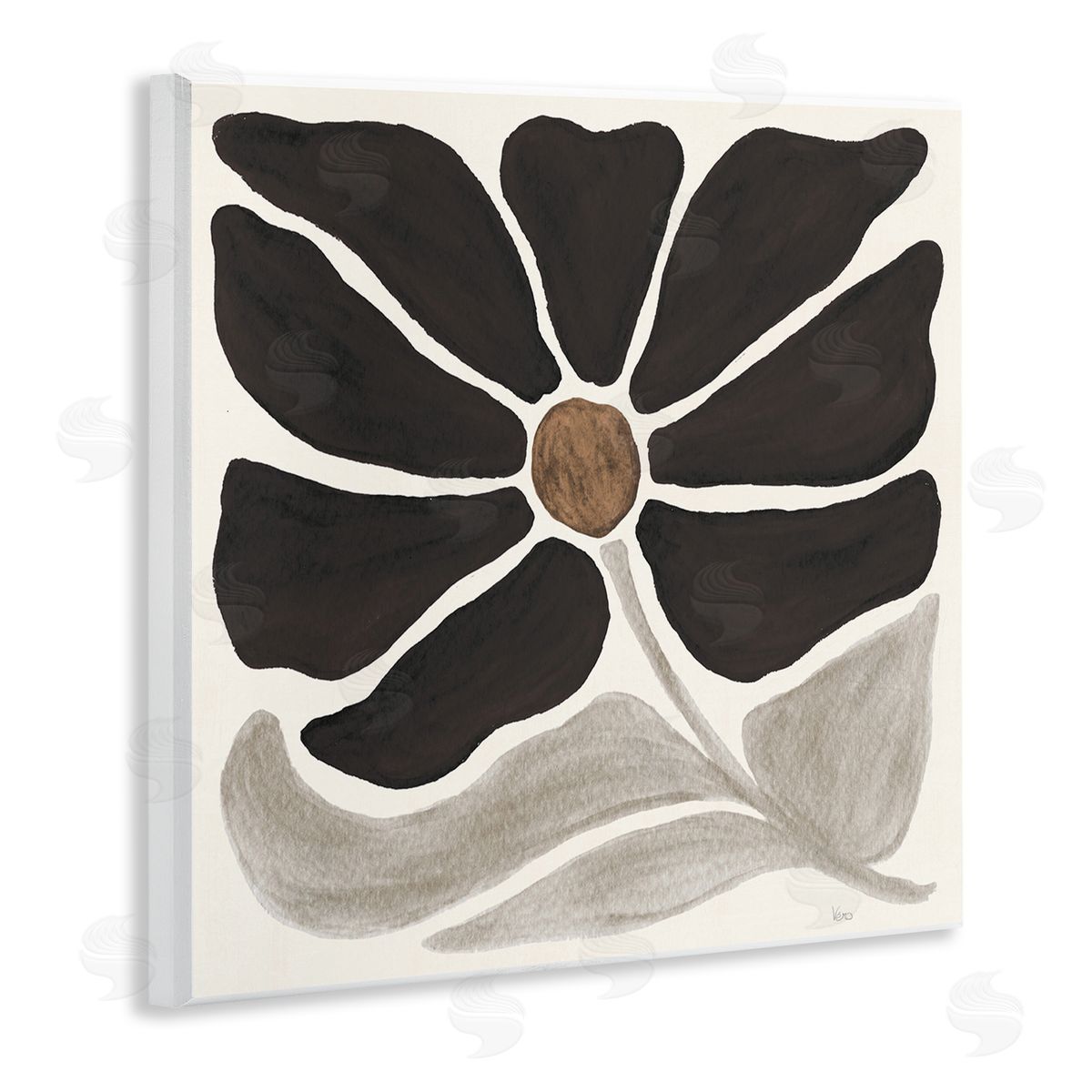 Modern Neutral Flower Wood Plaque Wall Art, Home Decor by Veronique Charron