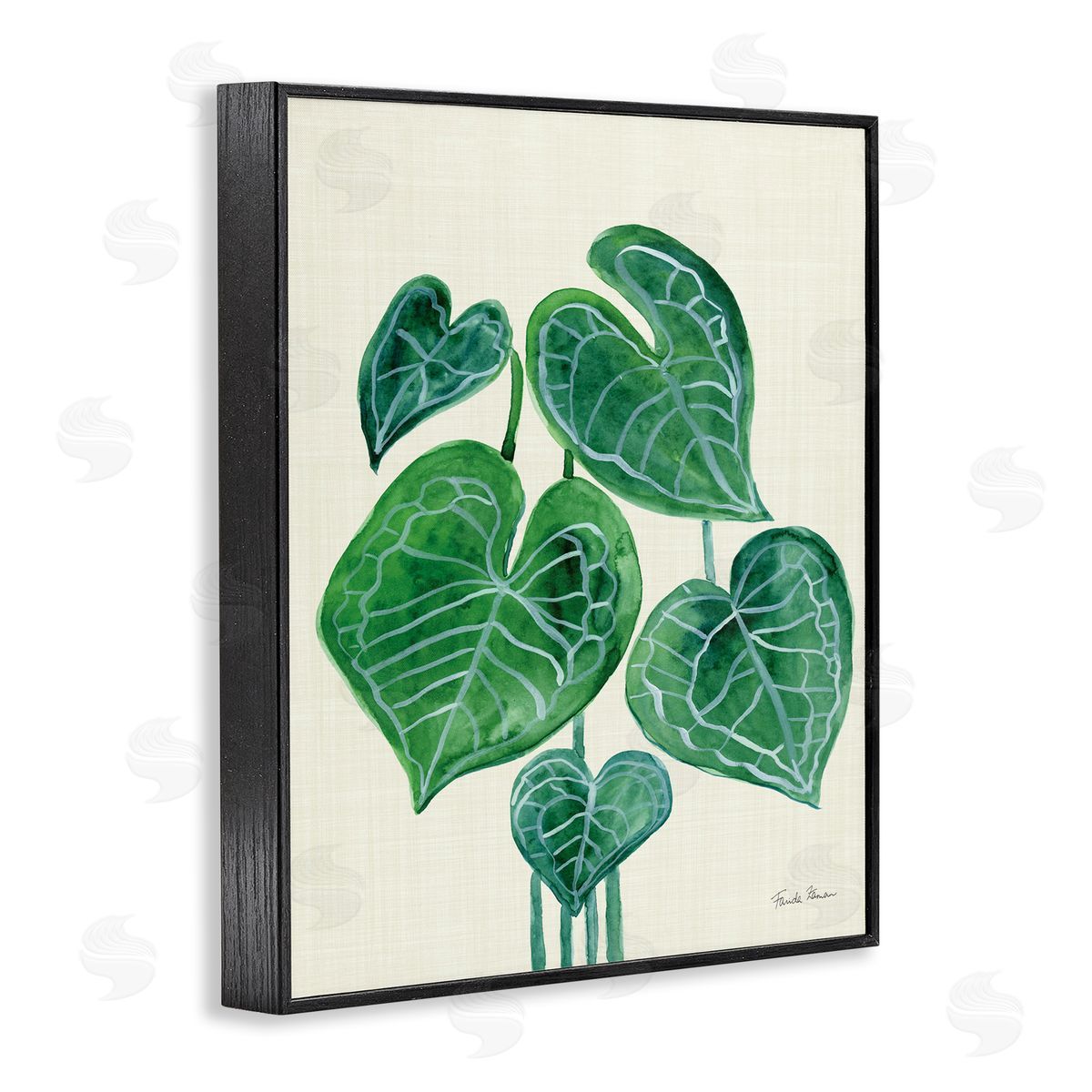 Tropical Leaf Bundle Black Frame Print Wall Art, Home Decor by Farida Zaman