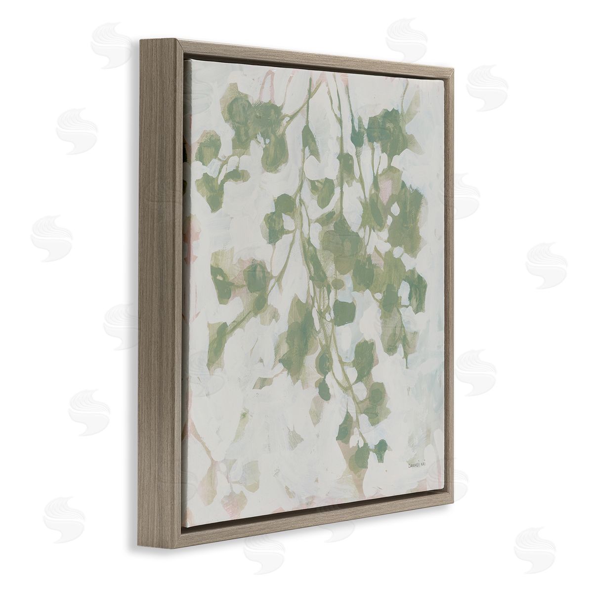 Dancing Leaf Shadows Brown Floating Frame Canvas Wall Art, Home Decor by Danhui Nai