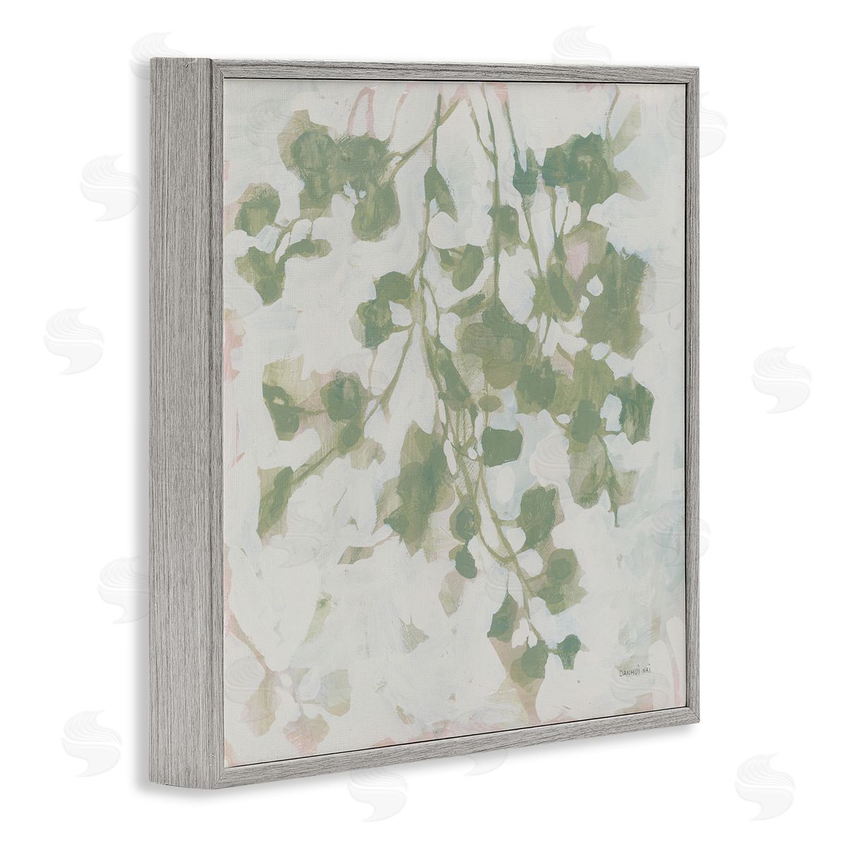 Dancing Leaf Shadows Grey Frame Print Wall Art, Home Decor by Danhui Nai