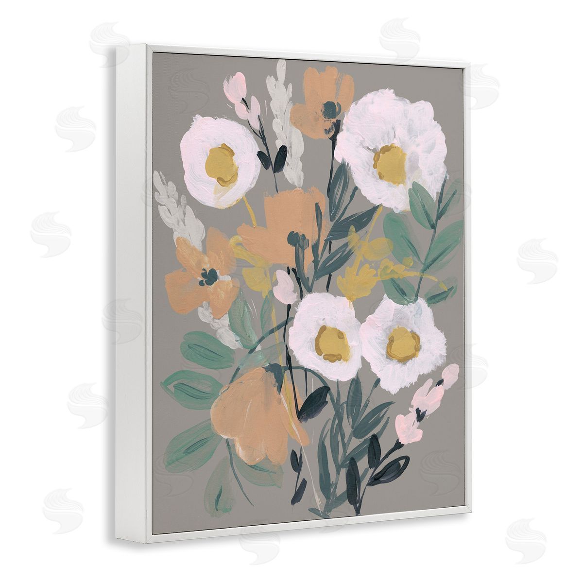 Modern Poppies Collage White Frame Print Wall Art, Home Decor by Jennifer Goldberger