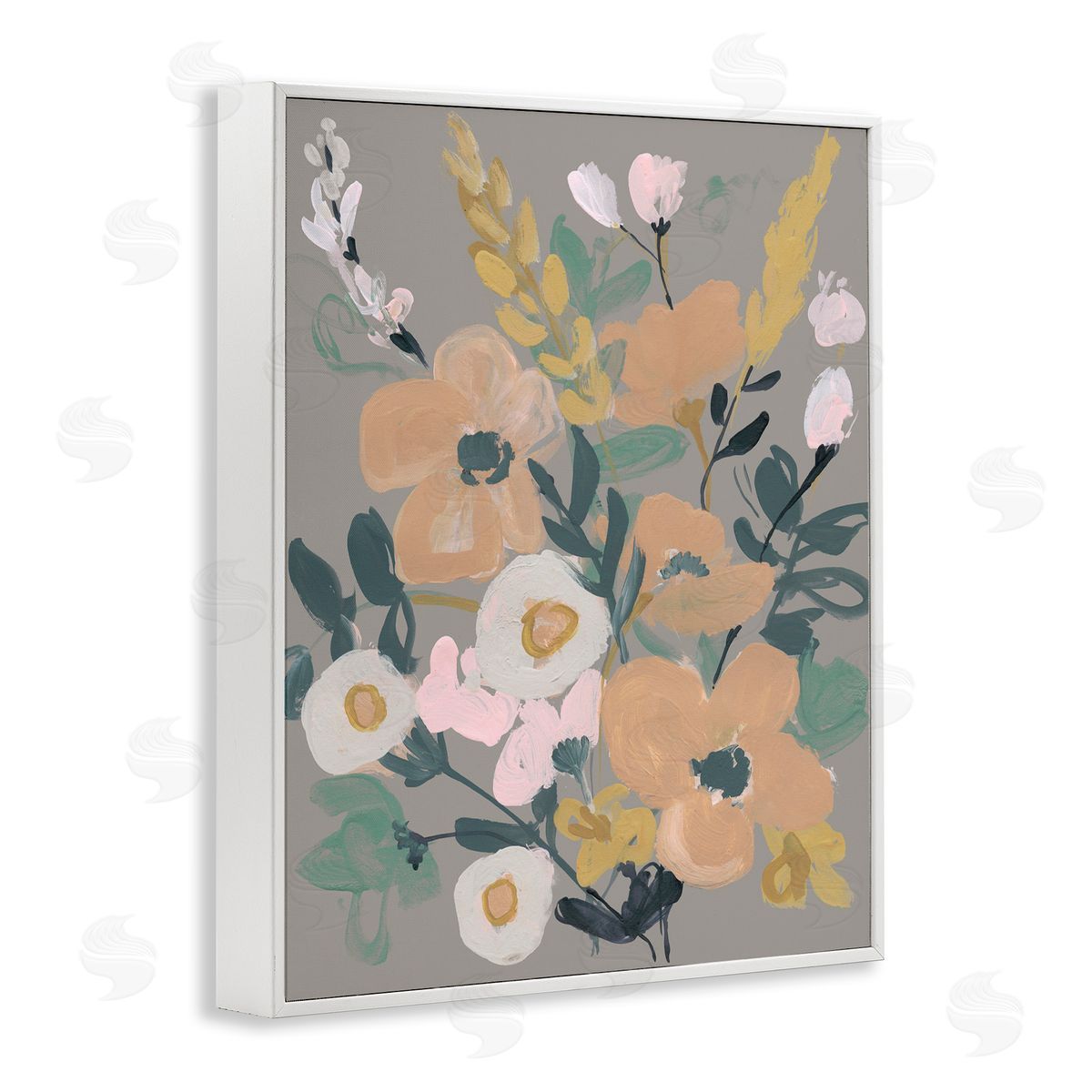 Modern Wildflower Collage White Frame Print Wall Art, Home Decor by Jennifer Goldberger