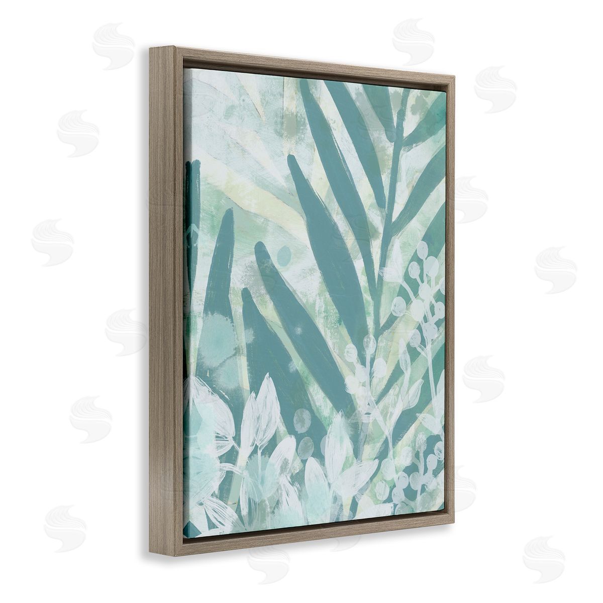 Modern Splatter Palms Brown Floating Frame Canvas Wall Art, Home Decor by June Erica Vess