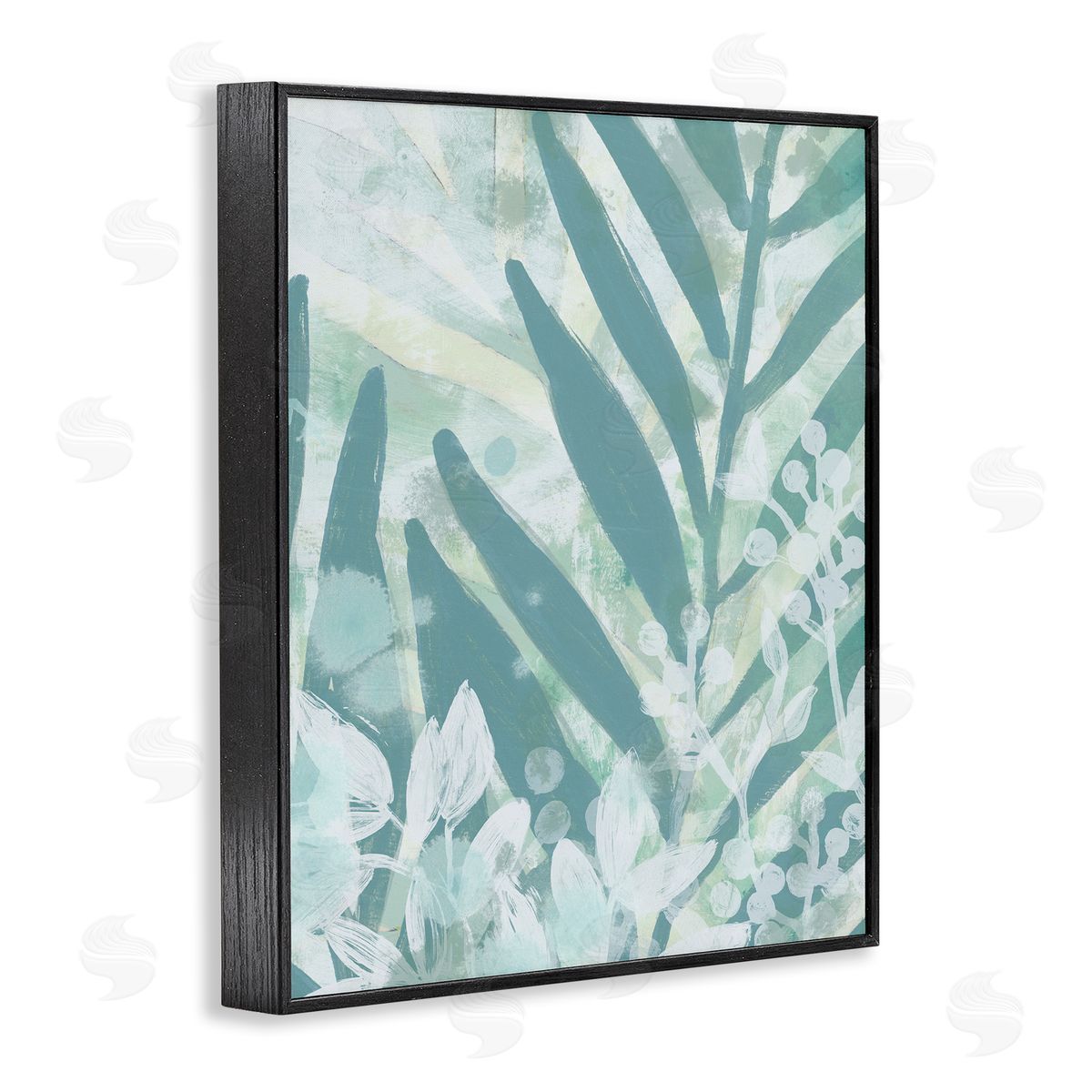 Modern Splatter Palms Black Frame Print Wall Art, Home Decor by June Erica Vess