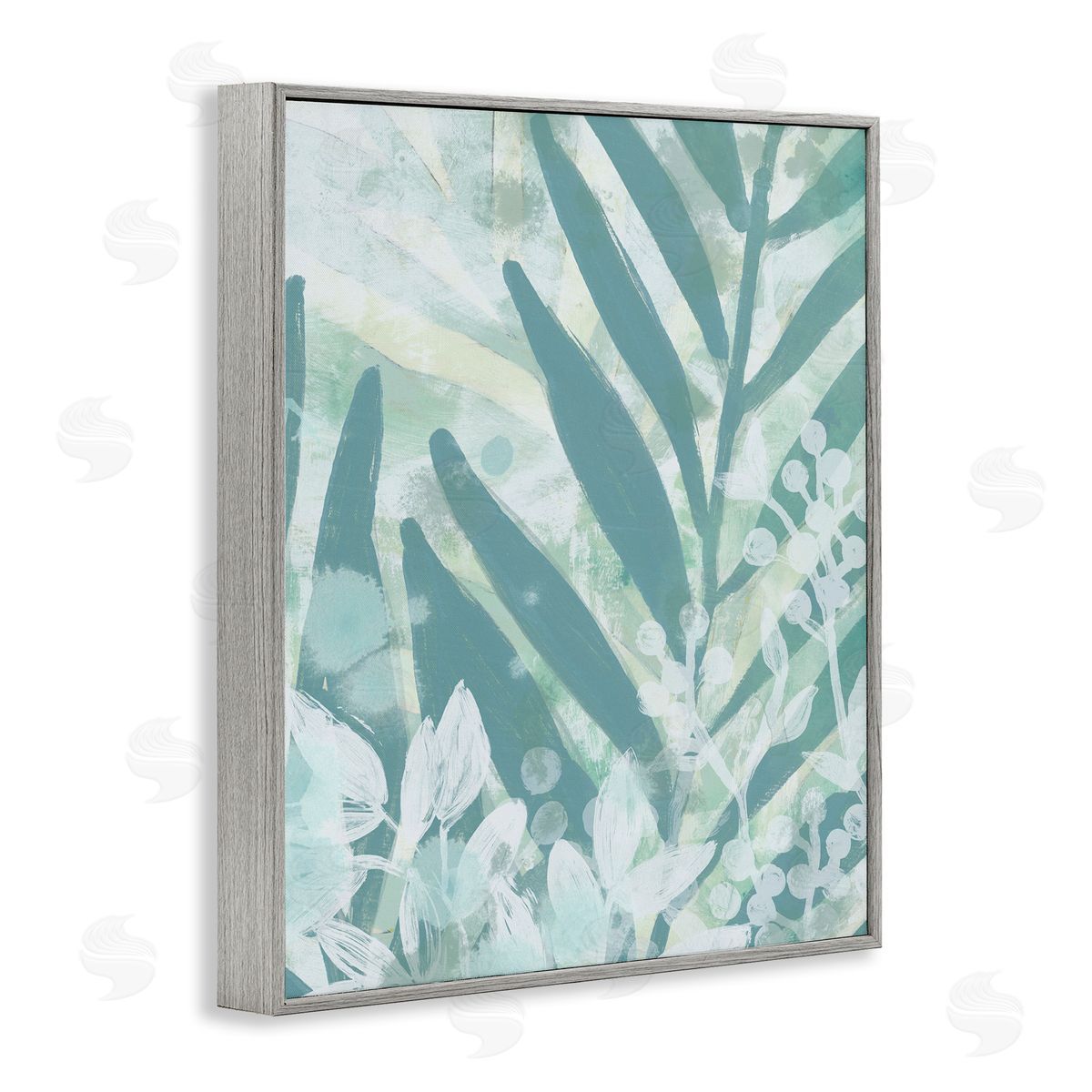 Modern Splatter Palms Grey Frame Print Wall Art, Home Decor by June Erica Vess