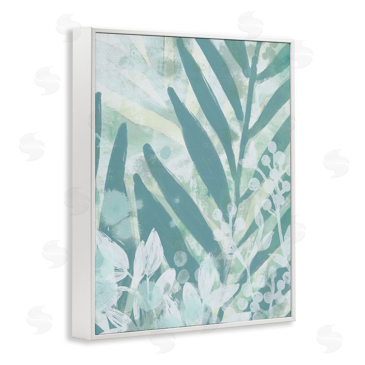 Modern Splatter Palms White Frame Print Wall Art, Home Decor by June Erica Vess