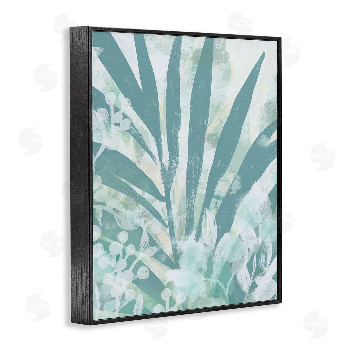 Palm Frond Splatter Black Frame Print Wall Art, Home Decor by June Erica Vess