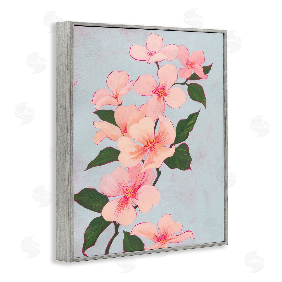Delicate Cherry Blossoms Grey Frame Print Wall Art, Home Decor by Grace Popp