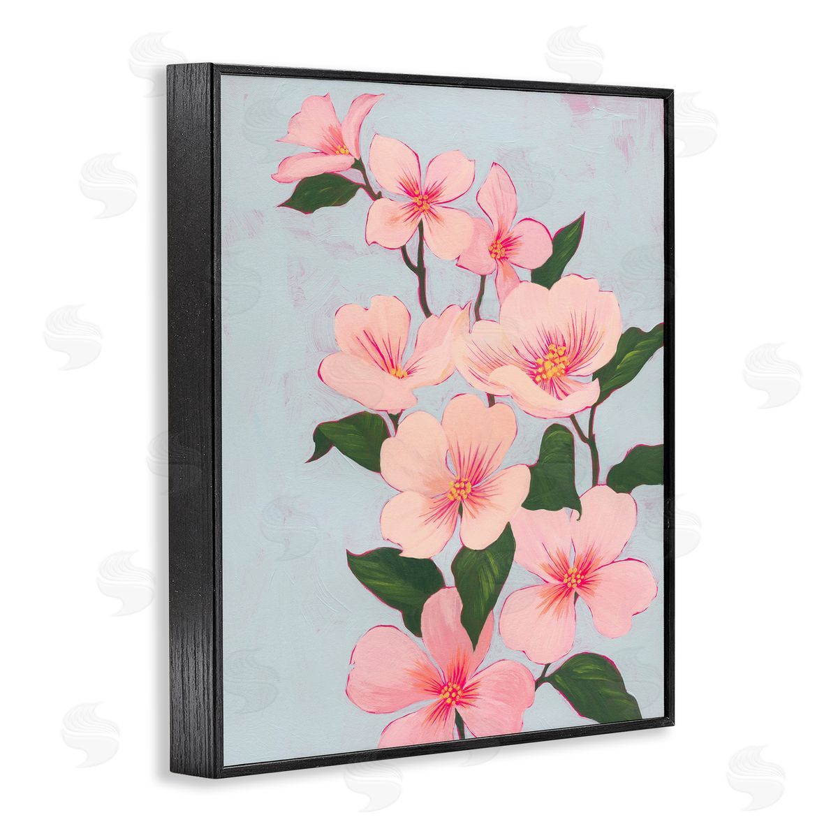 Cherry Blossoms Vine Black Frame Print Wall Art, Home Decor by Grace Popp