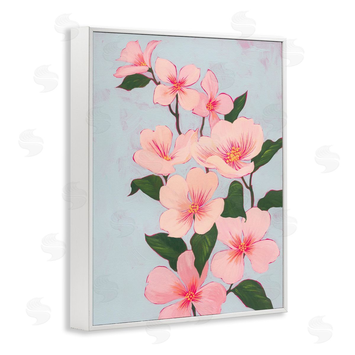 Cherry Blossoms Vine White Frame Print Wall Art, Home Decor by Grace Popp