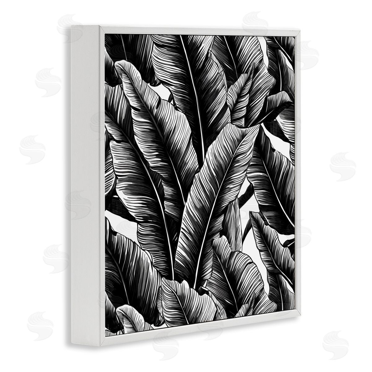 Black Bold Fronds White Frame Print Wall Art, Home Decor by Walker Noble