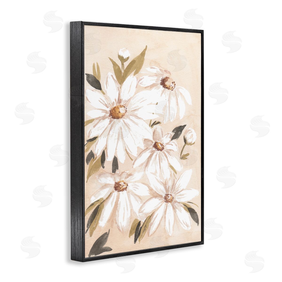 Soft Muted Daisies Black Frame Print Wall Art, Home Decor by Amanda Cook