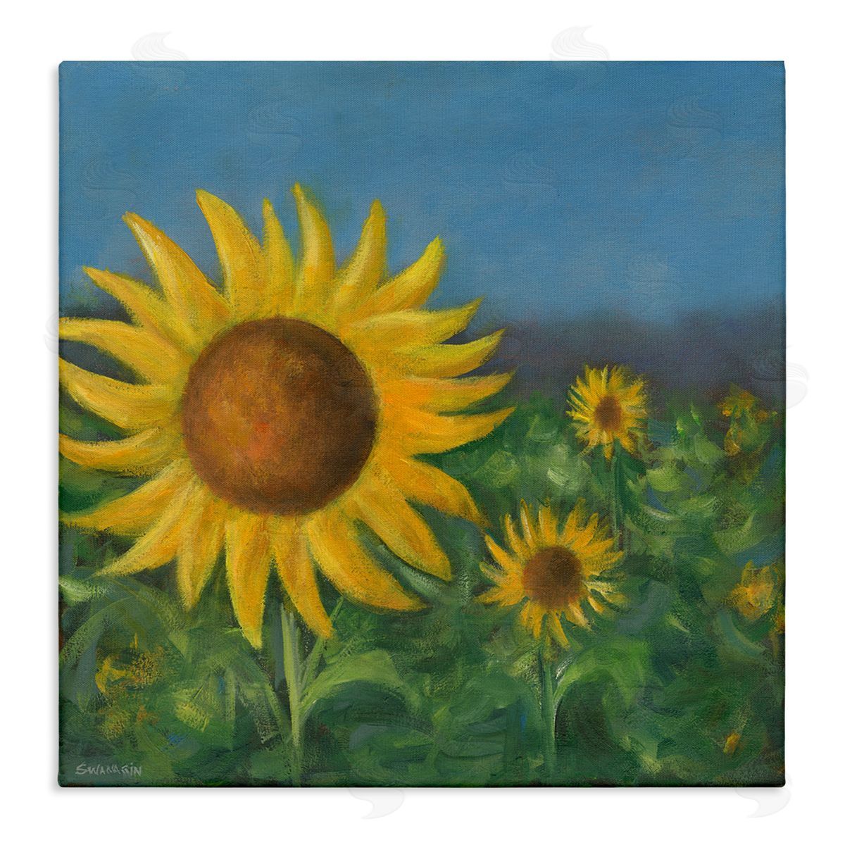 Mellow Sunflower Garden Canvas Wall Art, Home Decor by David Swanagin
