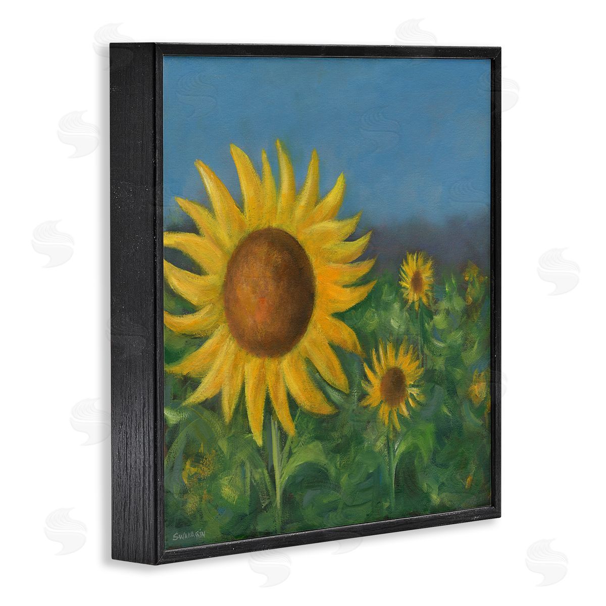 Mellow Sunflower Garden Black Frame Print Wall Art, Home Decor by David Swanagin