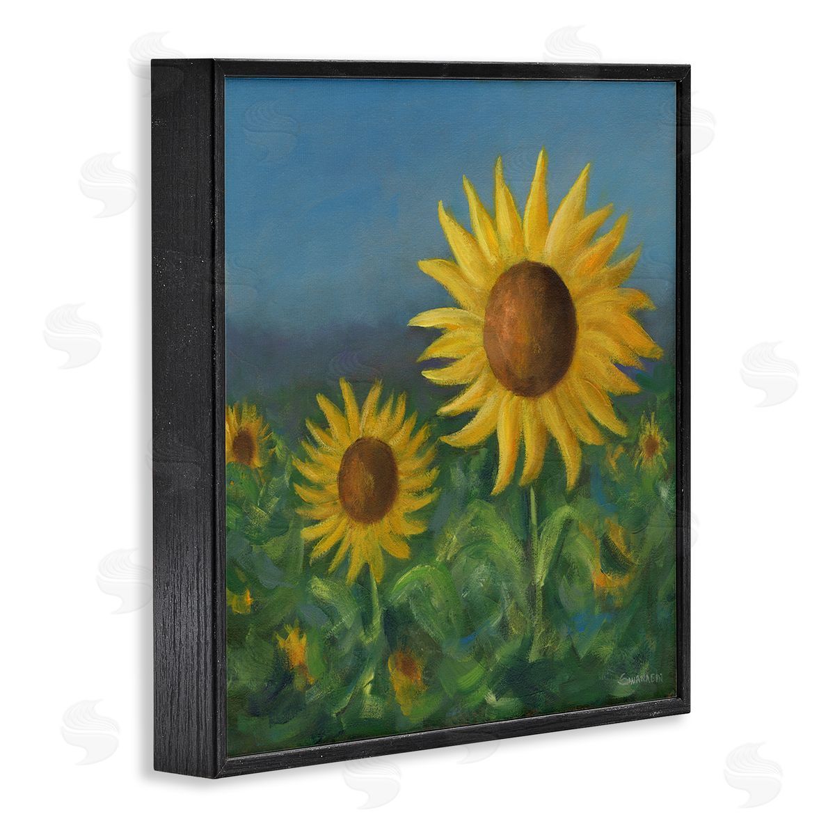 Blooming Sunflower Meadow Black Frame Print Wall Art, Home Decor by David Swanagin