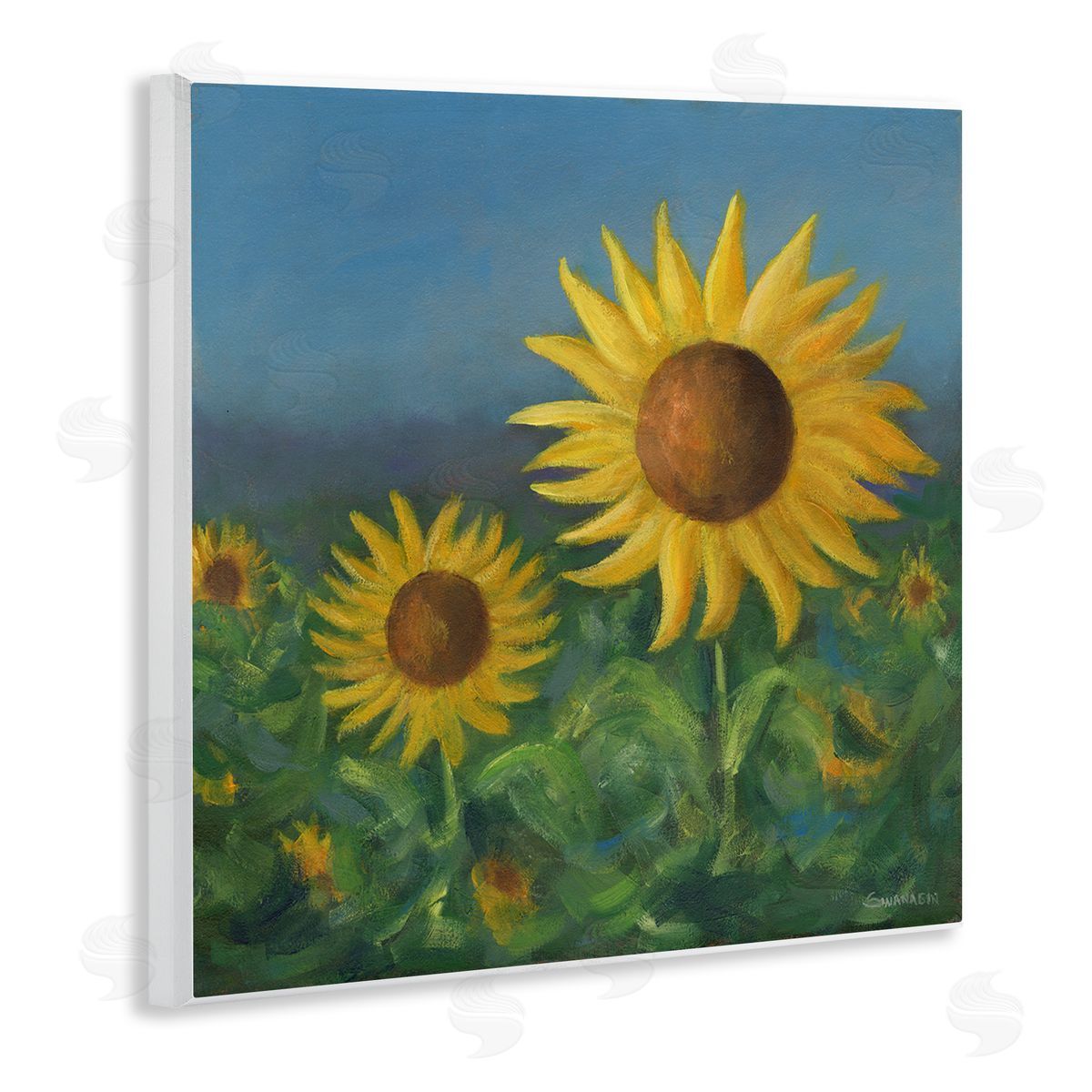 Blooming Sunflower Meadow Wood Plaque Wall Art, Home Decor by David Swanagin