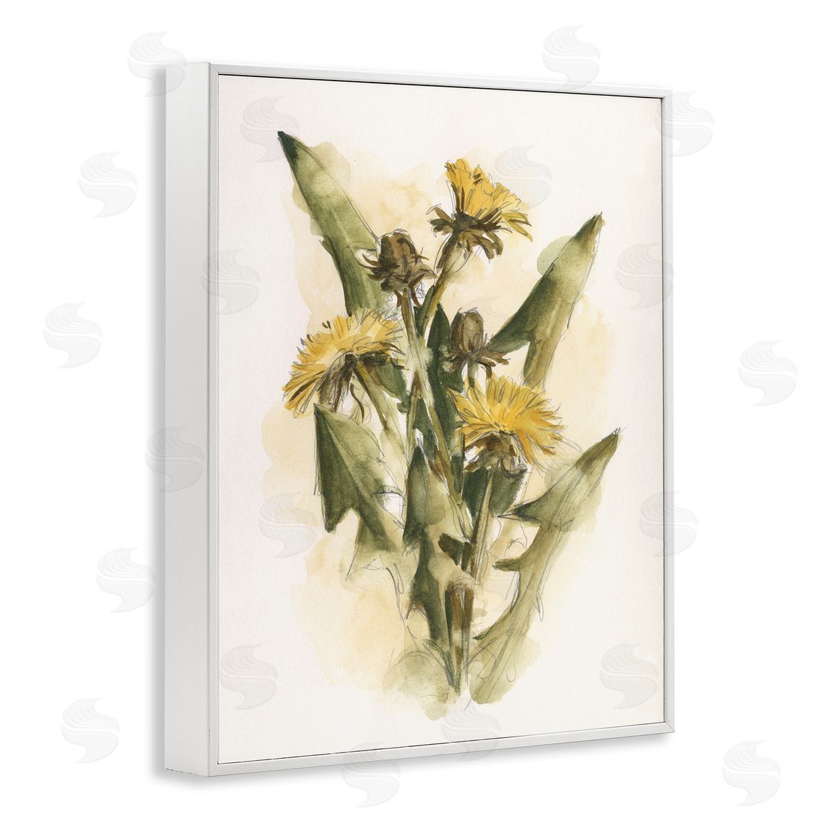 Cottage Buttercup Flowers White Frame Print Wall Art, Home Decor by Ethan Harper