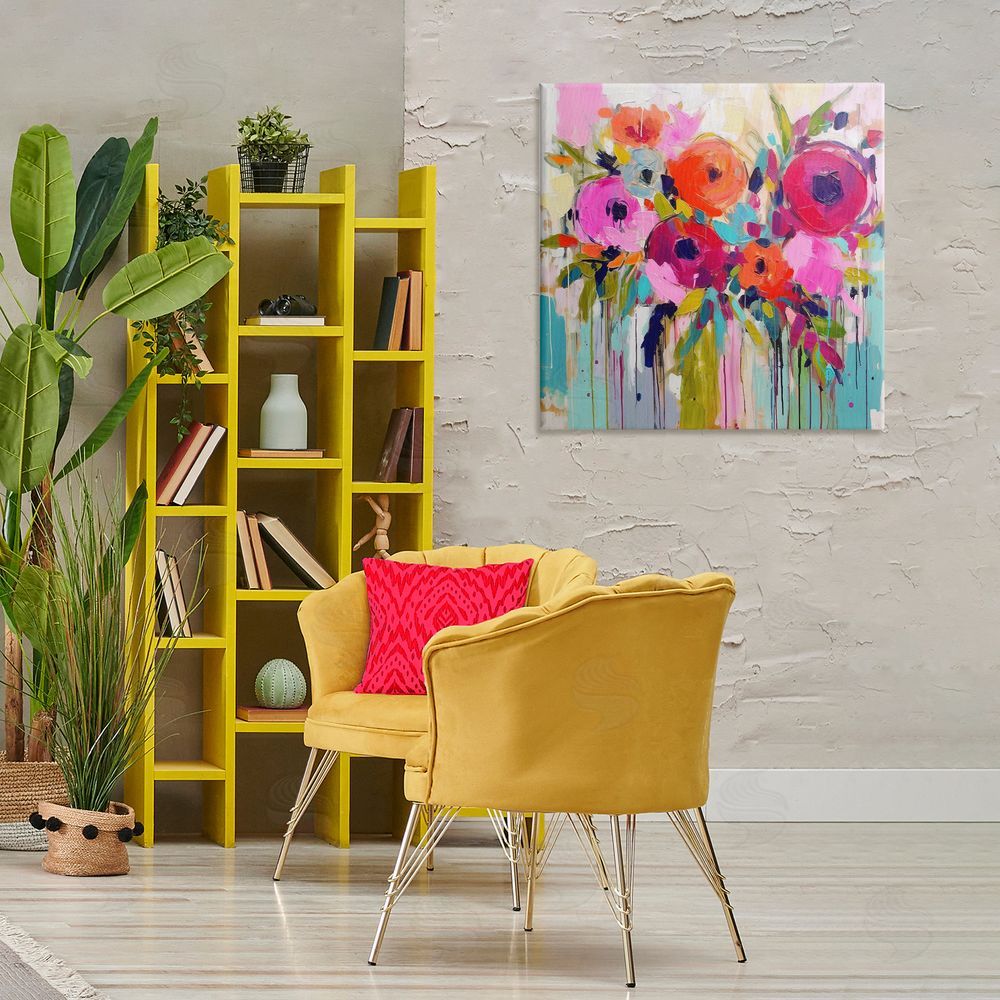 Irena Orlov Bold Drip Roses Canvas Wall Art Print in Room