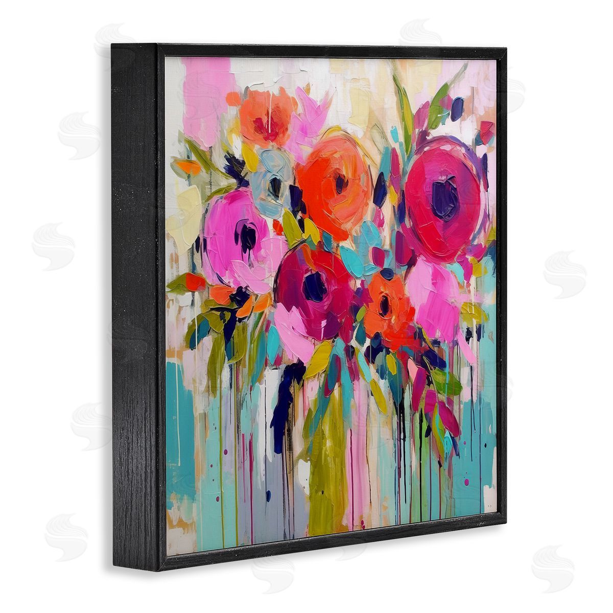 Irena Orlov Bold Drip Roses Black Framed Giclee Wall Art Print