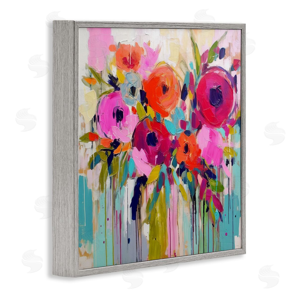 Irena Orlov Bold Drip Roses Gray Framed Giclee Wall Art Print