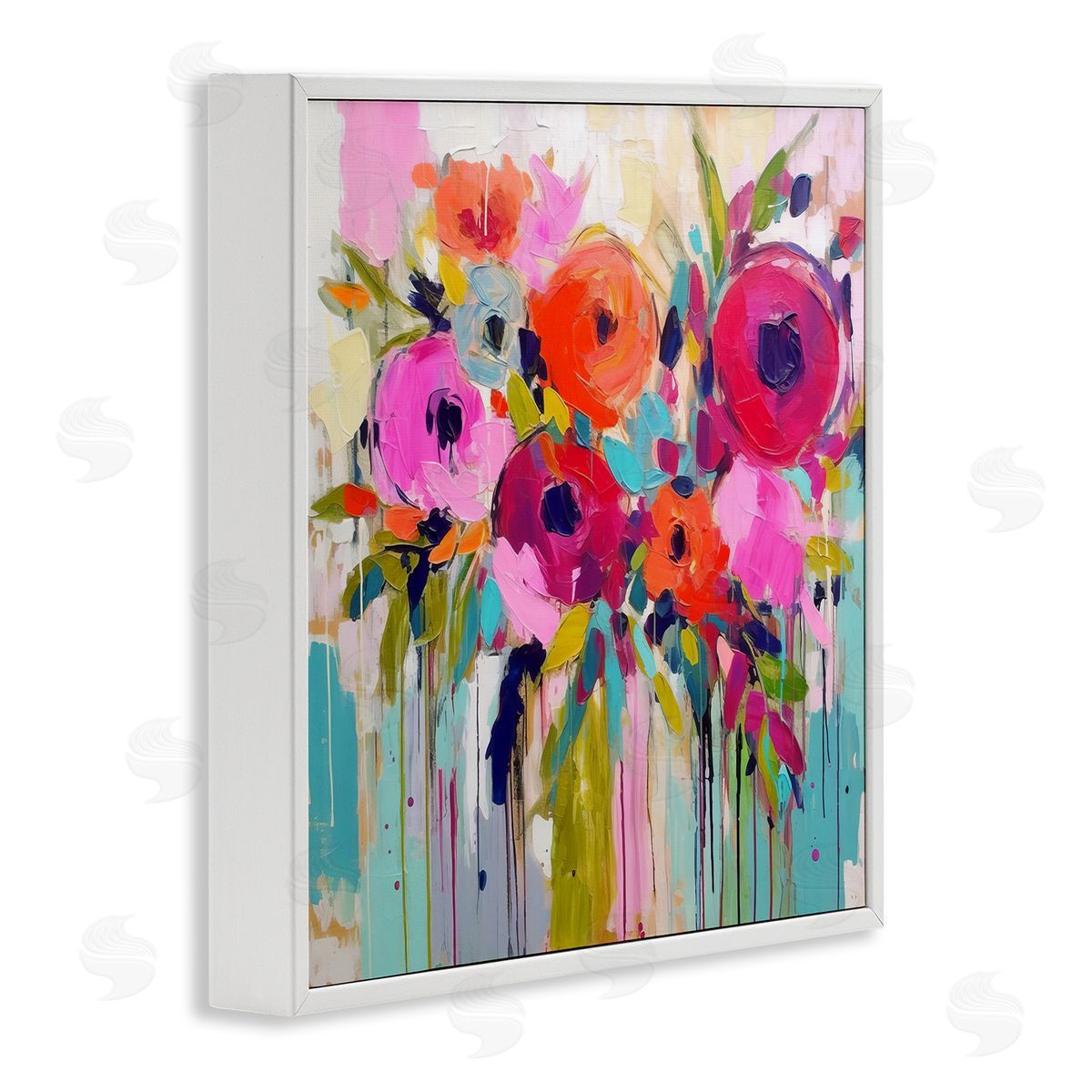 Irena Orlov Bold Drip Roses White Framed Giclee Wall Art Print